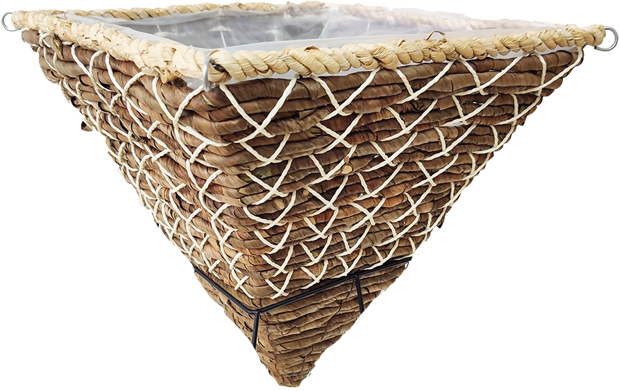 14 x 15 Inch Rattan Square Braided Cone 4 Strand Hanger – 15 per case - Hanging Baskets
